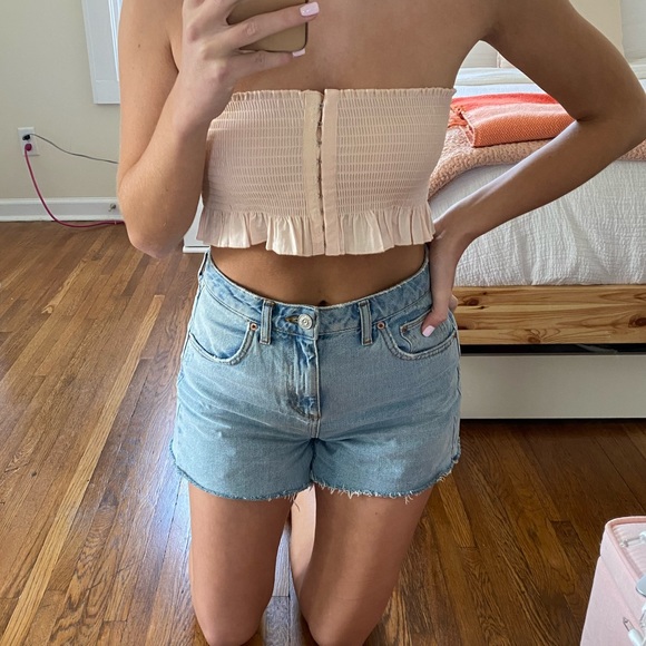 Urban Outfitters Tops - Smocked ruffle hook and eye tube top